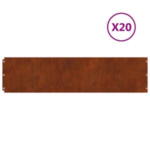 vidaXL Orlas de relva 20 pcs 25x103 cm a&ccedil;o resistente &agrave; intemperiza&ccedil;&atilde;o