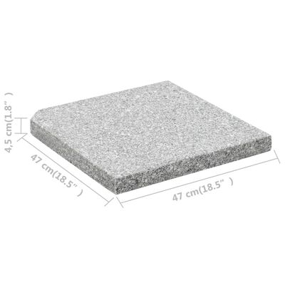 vidaXL Base em granito para guarda-sol 25 kg quadrado cinzento