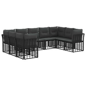 vidaXL Conjunto de Sof&aacute;s para Exterior Preto e Cinza Escuro Poli&eacute;ster