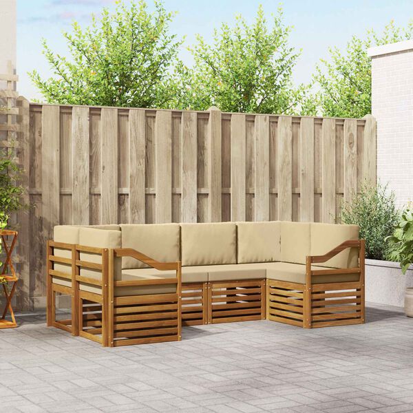 vidaXL Conjunto de Sof&aacute; Sectional com almofada 6 pcs Natural