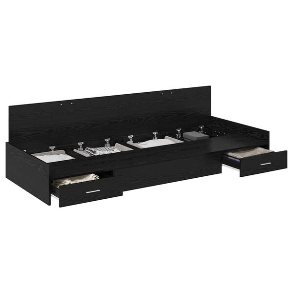 vidaXL Estrutura da Cama com cabeceira Carvalho Preto 100 x 200 cm