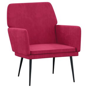 vidaXL Cadeira c/ apoio de bra&ccedil;os 62x79x79 cm veludo vermelho tinto