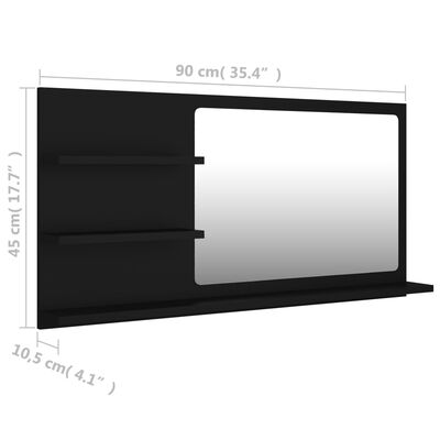vidaXL Espelho de casa de banho 90x10,5x45 cm contraplacado preto