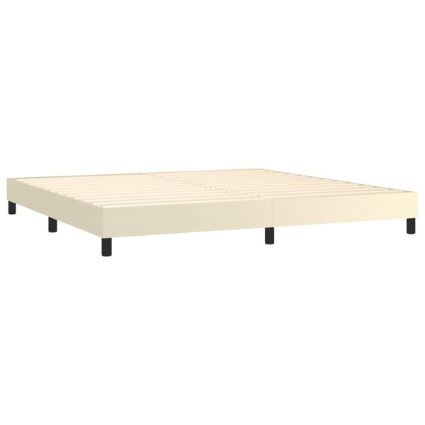vidaXL Estrutura de cama com molas 200x200 cm couro artificial cor creme