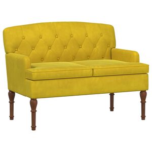 vidaXL Sof&aacute; de dois lugares com bot&atilde;o acolchoado Amarelo Claro Veludo