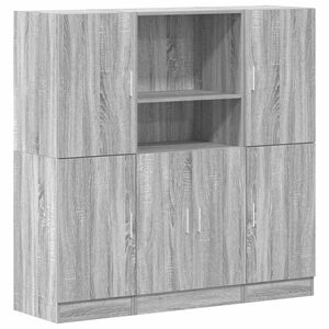vidaXL 3 pcs arm&aacute;rio de cozinha conjunto deriv. madeira cinza sonoma