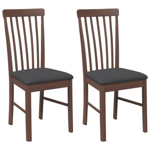 vidaXL Cadeiras de jantar com almofad&otilde;es 2 pcs madeira maci&ccedil;a castanho