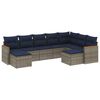 vidaXL Conjunto de sof&aacute; de jardim de 9 pe&ccedil;as com almofadas em rattan sint&eacute;tico cinza