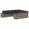 vidaXL 10 pcs conjunto sof&aacute;s de jardim c/ almofad&otilde;es vime PE cinzento