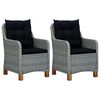 vidaXL 3 pcs conj. lounge jardim c/ almofad&otilde;es vime PE cinzento-claro