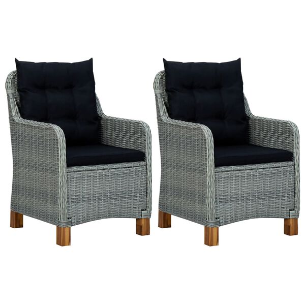 vidaXL 3 pcs conj. lounge jardim c/ almofad&otilde;es vime PE cinzento-claro