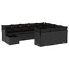 vidaXL 11 pcs conjunto sof&aacute;s de jardim c/ almofad&otilde;es vime PE preto