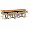 vidaXL 11 pcs conjunto de jantar p/ jardim com almofad&otilde;es vime PE bege