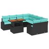 vidaXL Conjunto de Sof&aacute; de Jardim 9 unid. Preto Rattan Sint&eacute;tico