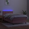 vidaXL Cama box spring c/ colch&atilde;o/LED 90x190 cm veludo rosa