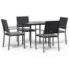 vidaXL 5 pcs conjunto de jantar p/ jardim c/ almofad&otilde;es vime PE e a&ccedil;o