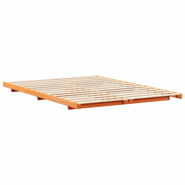 vidaXL Estrutura de cama de chão Castanho-mel 160 x 210 cm