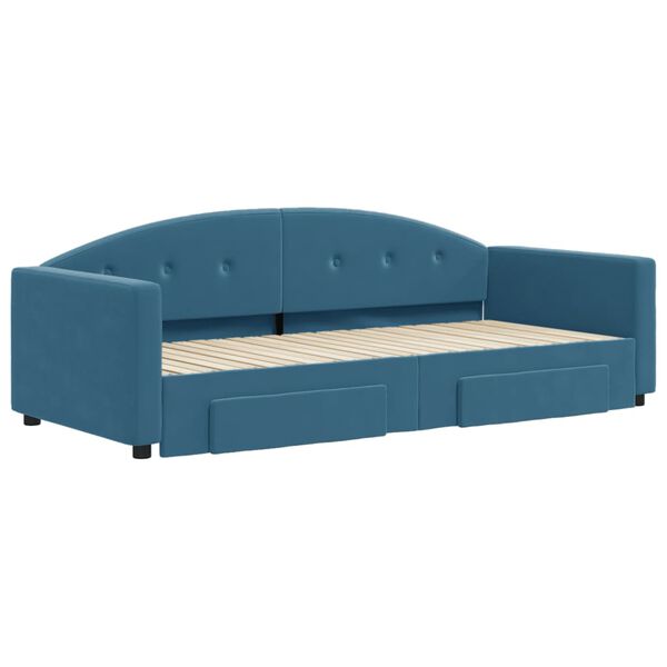 vidaXL Sof&aacute;-cama com gavet&atilde;o e gavetas 90x200 cm veludo azul
