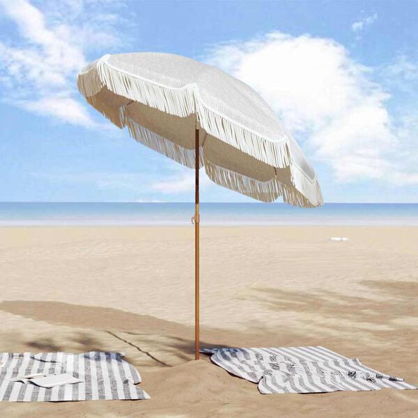 vidaXL Parasol de Praia Cinza e Branco 160 x 160 x 196 cm