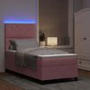 vidaXL Cama Box Spring LED com colch&atilde;o Rosa 100 x 200 cm tecido