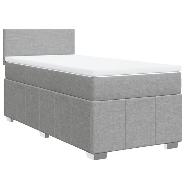 vidaXL Cama com molas/colch&atilde;o 90x190 cm tecido cinzento-claro