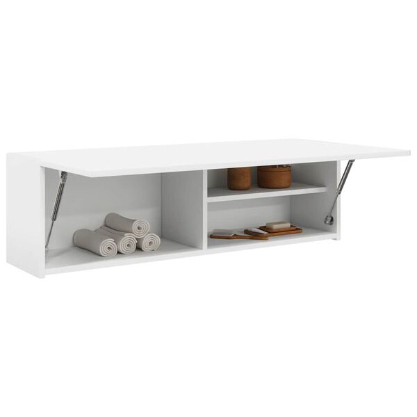 vidaXL Arm&aacute;rio parede p/ casa banho 100x25x30 cm deriv. madeira branco