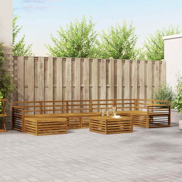 vidaXL Conjuntos de sof&aacute;s 8 pcs Natural Madeira S&oacute;lida de Ac&aacute;cia