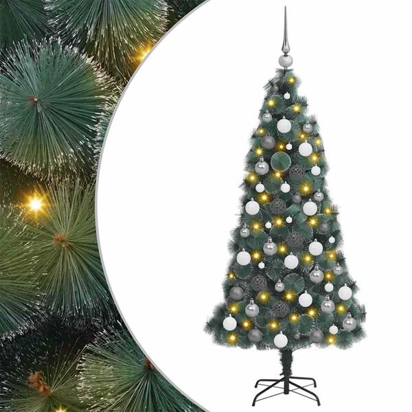 vidaXL &Aacute;rvore de Natal Artificial Pr&eacute;-iluminada com Conjunto de Bolas