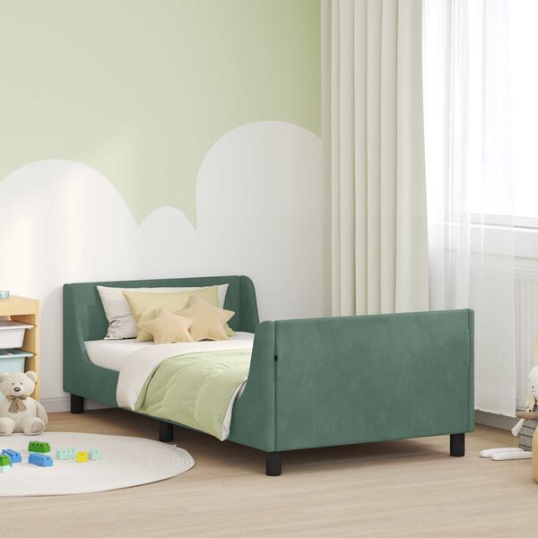 vidaXL Estrutura de Cama Infantil com Cabeceira Verde do Mar