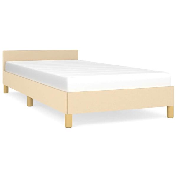vidaXL Estrutura cama c/ cabeceira sem colch&atilde;o tecido 90x190 cm creme