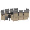 vidaXL Conjunto de Jantar para Jardim com almofada 9 pcs Bege vime PE