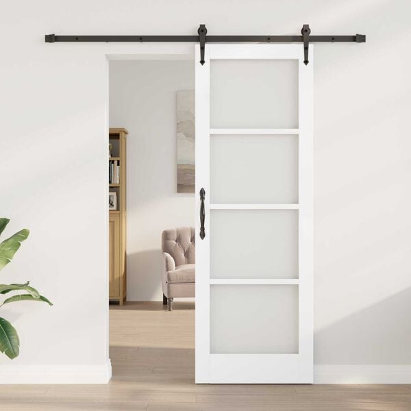 vidaXL Porta Deslizante Branco e Preto 73,5 x 211 cm