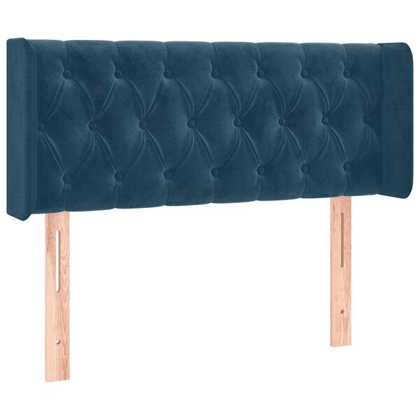 vidaXL Cabeceira de cama c/ abas veludo 93x16x78/88 cm azul-escuro
