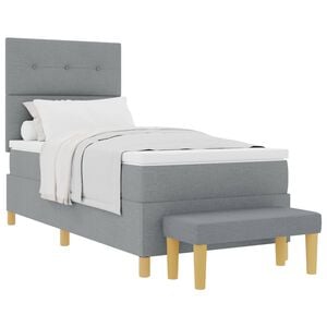 vidaXL Cama Box com cabeceira Cinzento-claro 200 x 80 cm tecido