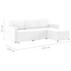 vidaXL Sofá-cama modular de 3 lugares couro artificial branco