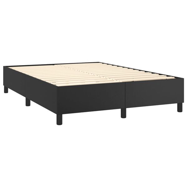 vidaXL Estrutura de cama com molas 140x190 cm couro artificial preto