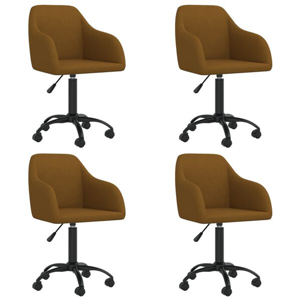 vidaXL Cadeiras de jantar girat&oacute;rias 4 pcs veludo castanho