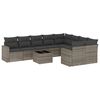 vidaXL 10 pcs conjunto sof&aacute;s de jardim c/ almofad&otilde;es vime PE cinzento