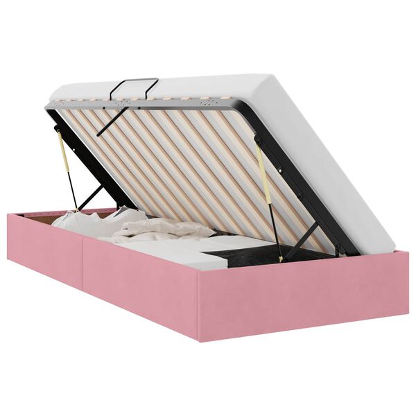 vidaXL Cama com Armazenamento com cabeceira Rosa 90 x 190 cm Veludo