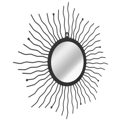 vidaXL Espelho de parede para jardim raios de sol 60 cm preto