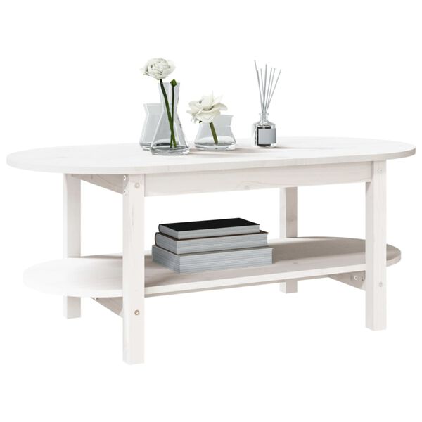 vidaXL Mesa de centro 110x55x45 cm madeira de pinho maci&ccedil;a branco