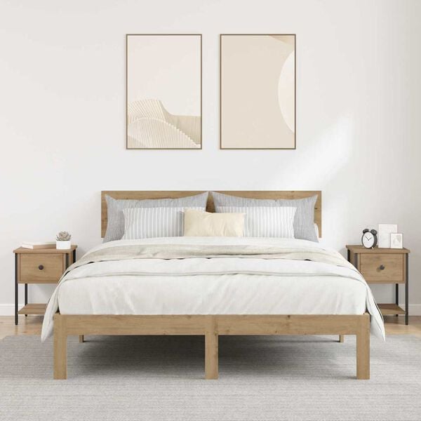 vidaXL Mesa-de-cabeceira 2 pcs Carvalho Artesanal 34 x 35,5 x 45 cm