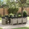 vidaXL Conjunto de Jantar para Jardim 9 pcs Cinzento-claro vime PE