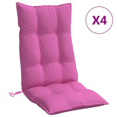 vidaXL Almofadões p/ cadeira encosto alto 4 pcs tecido oxford rosa