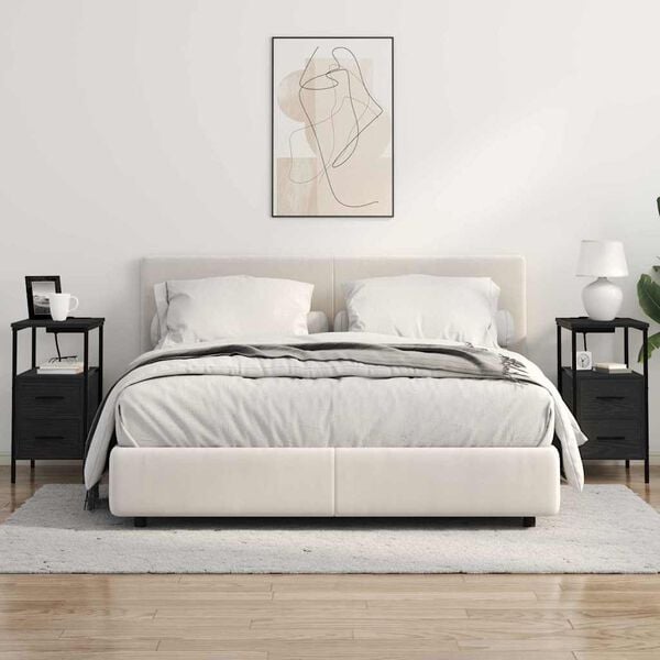 vidaXL Arm&aacute;rio de Cabeceira com gaveta Carvalho Preto 30 x 48 x 61 cm