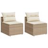 vidaXL Sof&aacute;s de jardim sem bra&ccedil;os com almofad&otilde;es 2 pcs vime PE bege