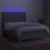 vidaXL Cama box spring c/ colch&atilde;o e LED 140x200 cm tecido cinza-claro