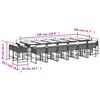 vidaXL 17 pcs conjunto jantar p/ jardim c/ almofad&otilde;es vime PE castanho