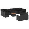 vidaXL 13 pcs conjunto de sof&aacute;s de jardim com almofad&otilde;es vime PE preto