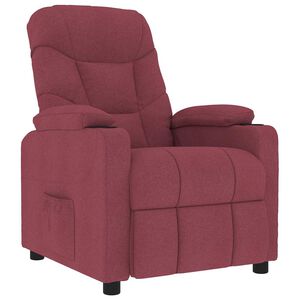 vidaXL Poltrona de massagens el&eacute;trica reclin&aacute;vel tecido vermelho tinto